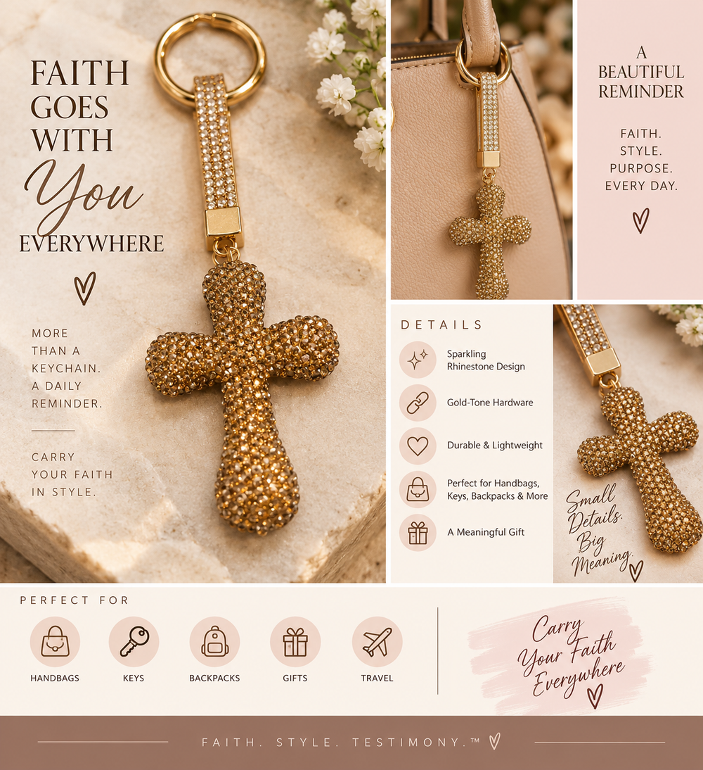 Faith Goes With You™ Rhinestone Cross Keychain
