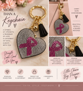 Pink Ribbon Rhinestone Heart Purse Charm & Keychain
