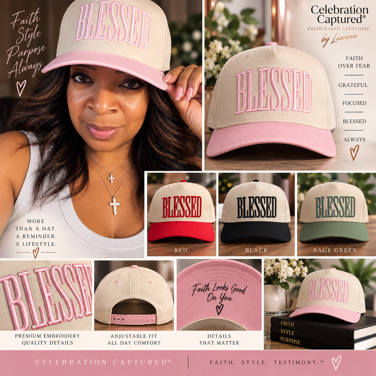 BLESSED Embroidered Two-Tone Hat