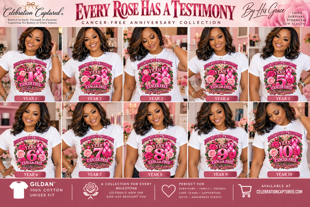 Every Rose Has a Testimony™ | Cancer-Free Anniversary T-Shirt
