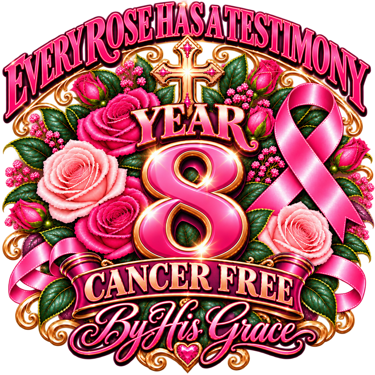 Every Rose Has a Testimony™ | Cancer-Free Anniversary T-Shirt