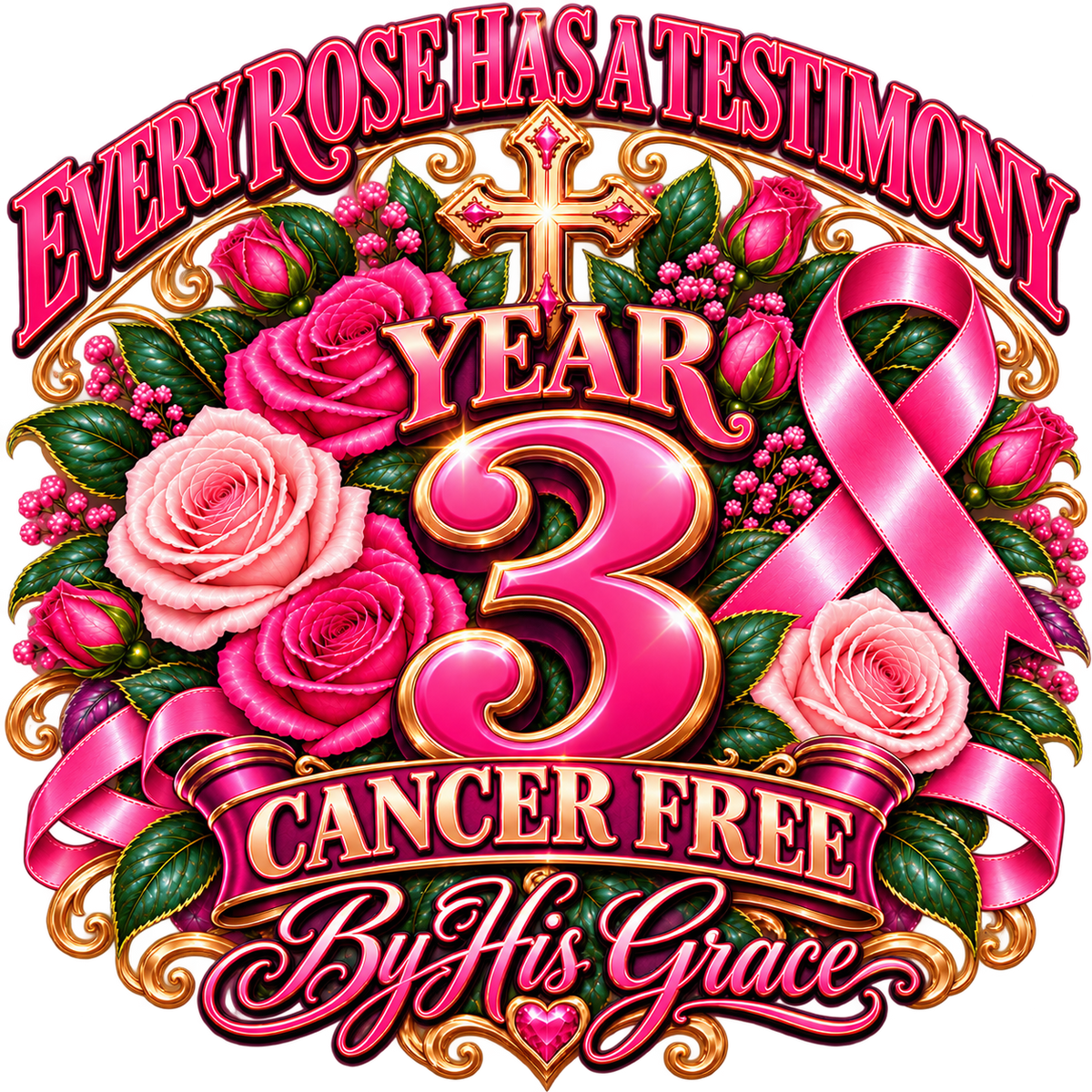 Every Rose Has a Testimony™ | Cancer-Free Anniversary T-Shirt