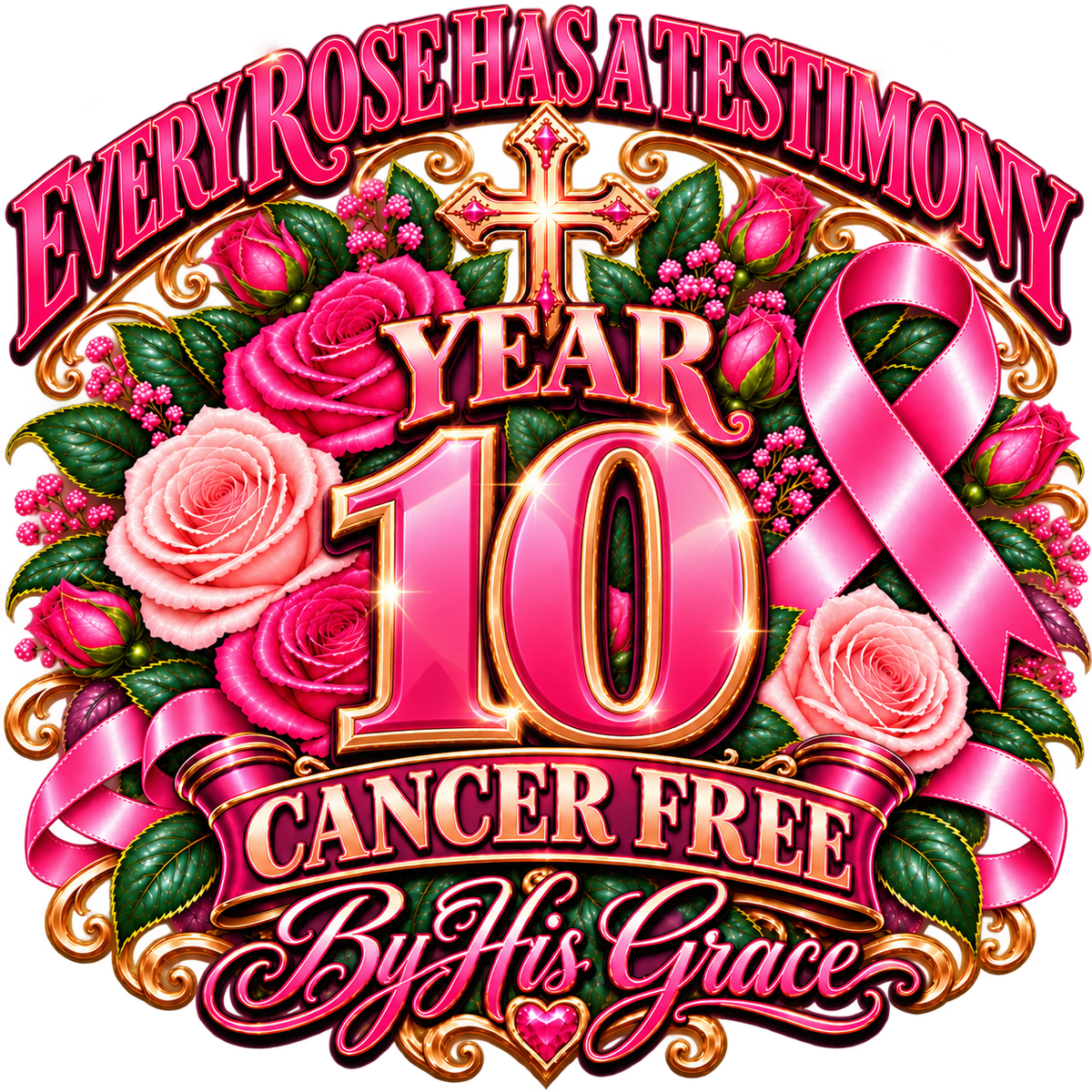 Every Rose Has a Testimony™ | Cancer-Free Anniversary T-Shirt