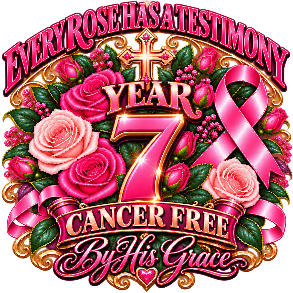 Every Rose Has a Testimony™ | Cancer-Free Anniversary T-Shirt