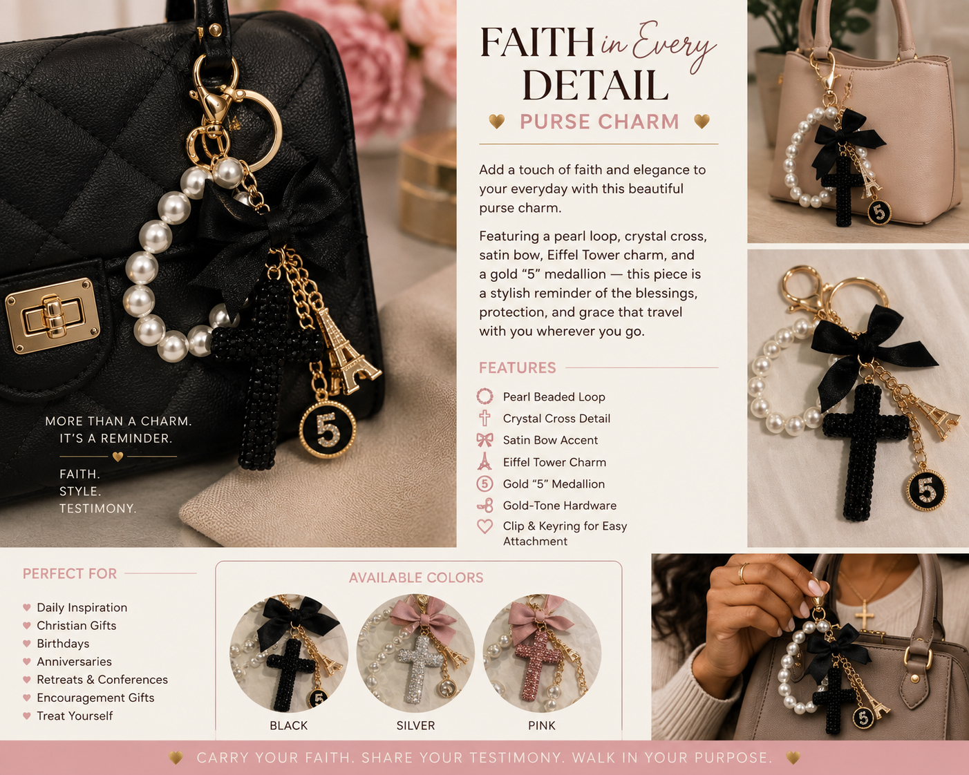 Faith in Every Detail™ Purse Charm