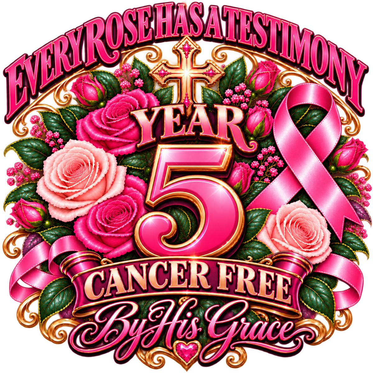 Every Rose Has a Testimony™ | Cancer-Free Anniversary T-Shirt